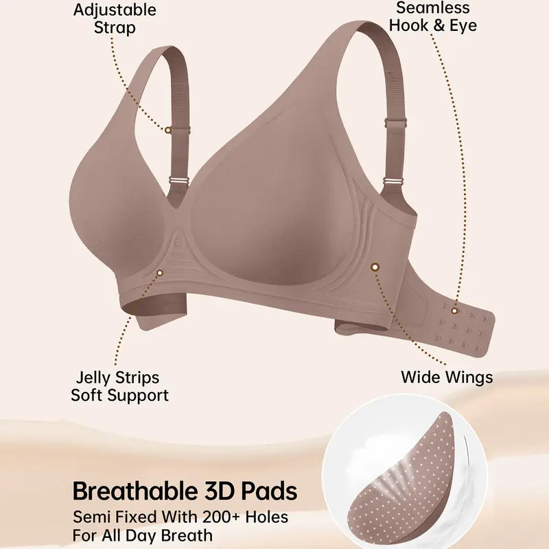 Wireless Deep-V Polka Dot Bra with Adjustable Straps - original gallery 7