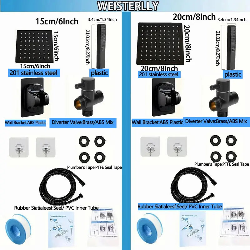 6-Inch Square Rainfall and Handheld Shower Kit — detail view 2