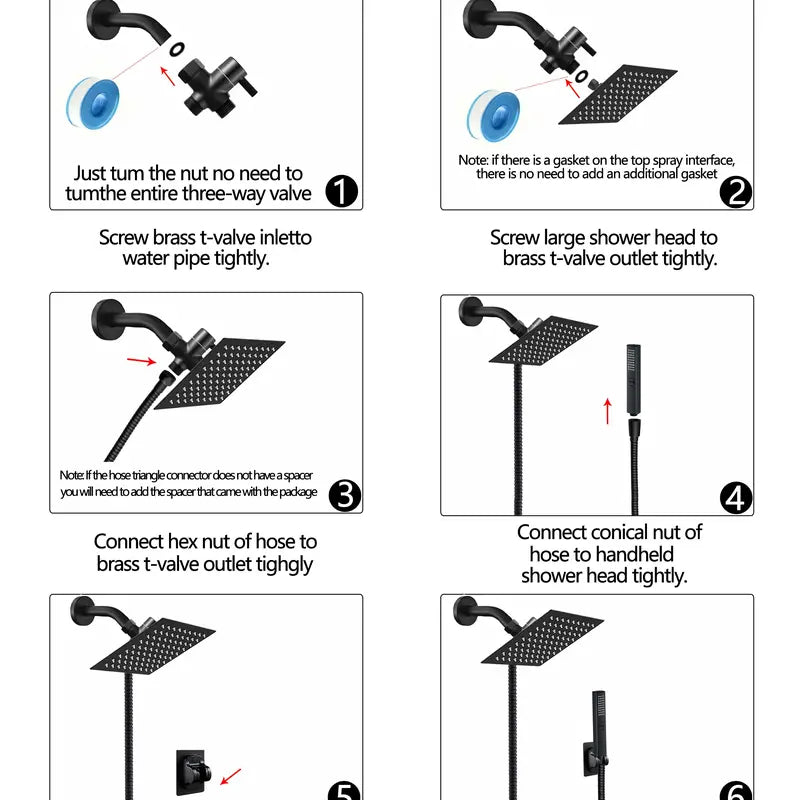 6-Inch Square Rainfall and Handheld Shower Kit — detail view 4