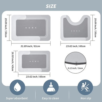 Three-Piece Diatomite Bathroom Mat Kit — detail view 2
