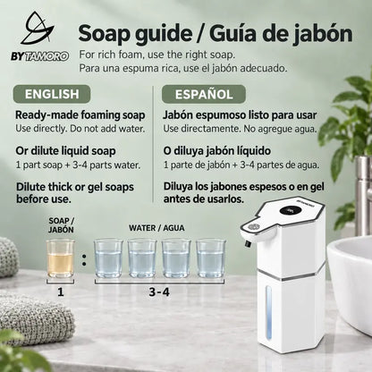 Bytamoro soap guide: foaming soap or liquid soap diluted with three to four parts water