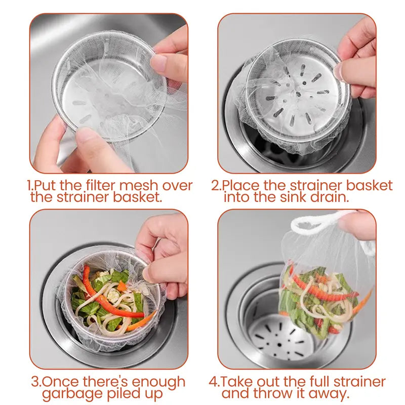 Disposable Fine Mesh Sink Strainer Bags, 300-Count Set — detail view 4