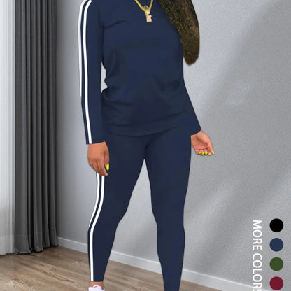Striped Long-Sleeve Top and Pants Set - original gallery 9