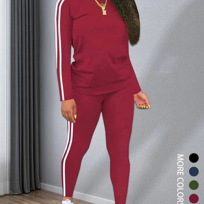 Striped Long-Sleeve Top and Pants Set - original gallery 5