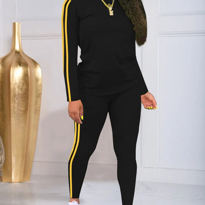 Striped Long-Sleeve Top and Pants Set - original gallery 6