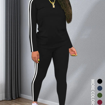 Striped Long-Sleeve Top and Pants Set - original gallery 7
