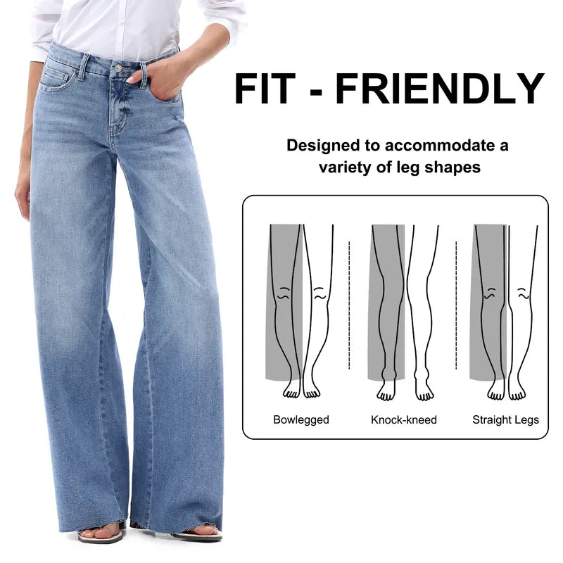 Stretch Wide-Leg Jeans with Raw Hems - original gallery 6