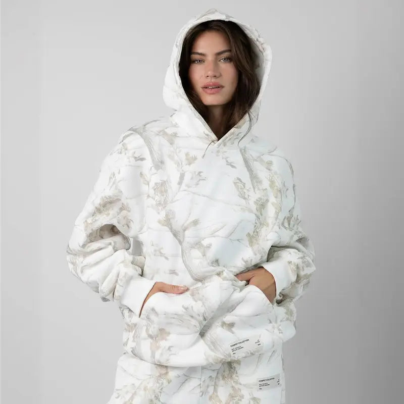 Oversized Camo Fleece Hoodie with Double-Lined Hood - original gallery 7