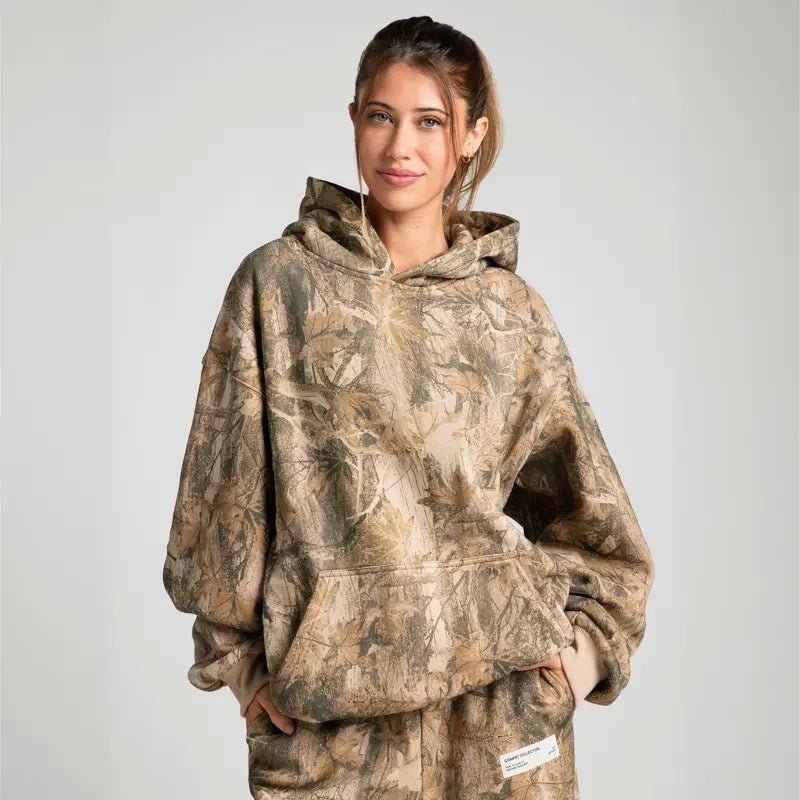 Oversized Camo Fleece Hoodie with Double-Lined Hood - original gallery 2