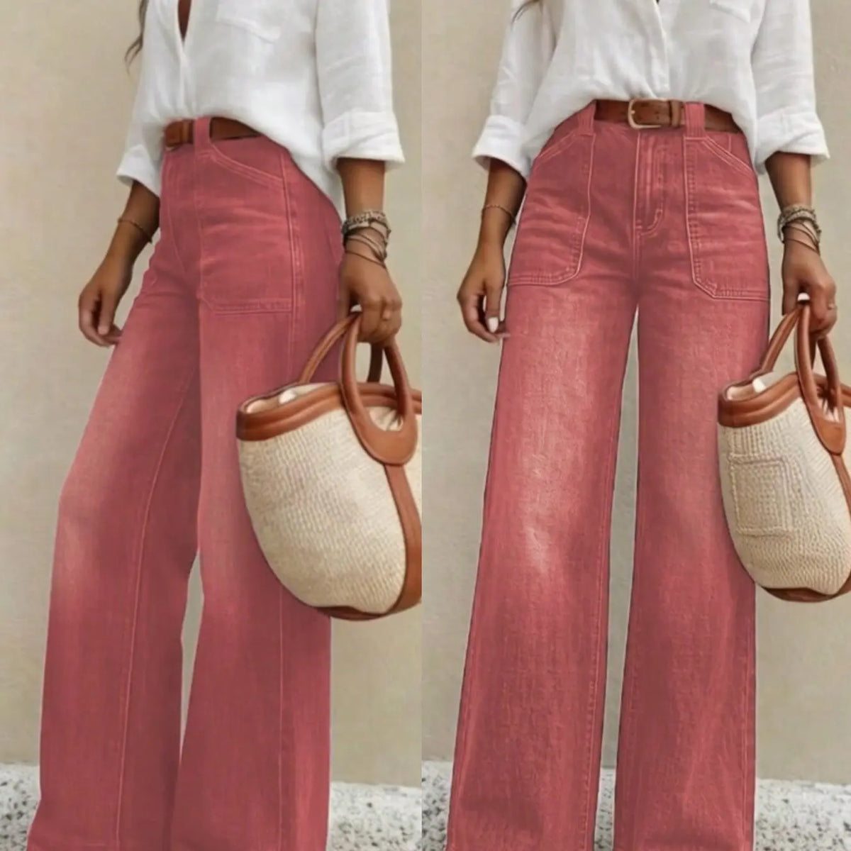 Vintage-Wash Stretch Wide-Leg Jeans - original gallery 7