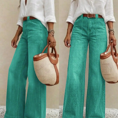 Vintage-Wash Stretch Wide-Leg Jeans - original gallery 9