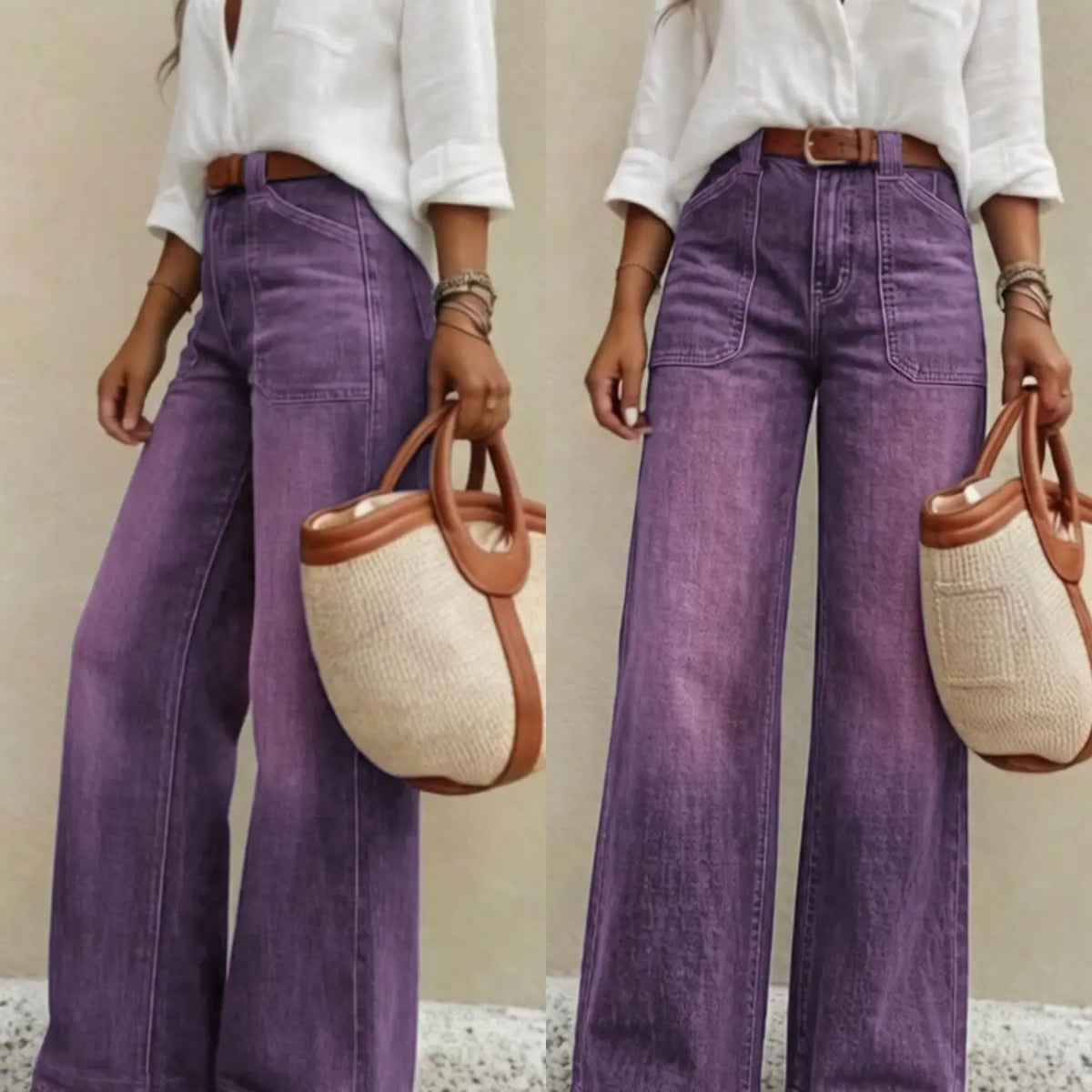 Vintage-Wash Stretch Wide-Leg Jeans - original gallery 8