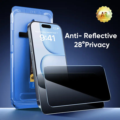 Tempered-Glass Phone Screen Protectors — 4-Pack - Anti- Reflective 28°Privacy