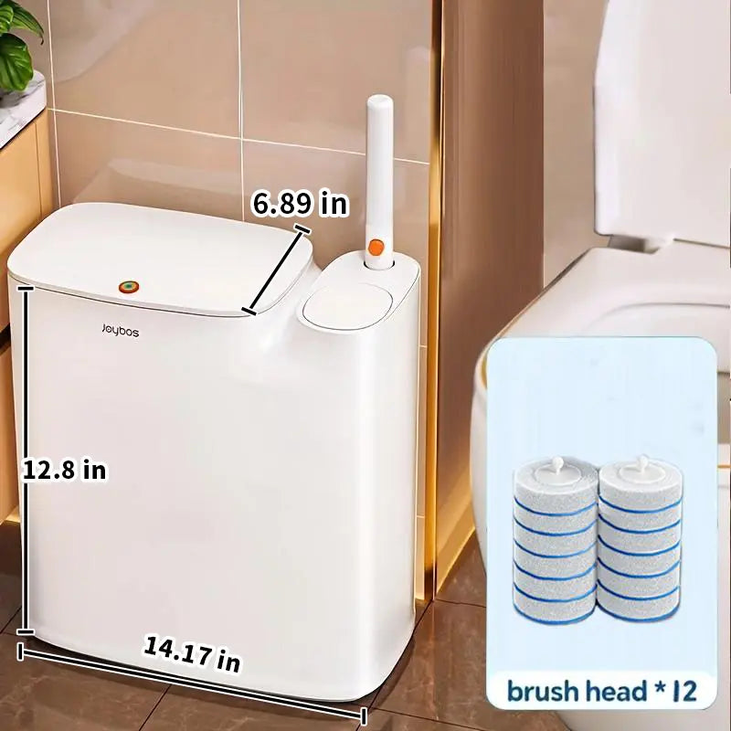 Slim Bathroom Trash Can with Disposable Toilet Brush Kit — product view