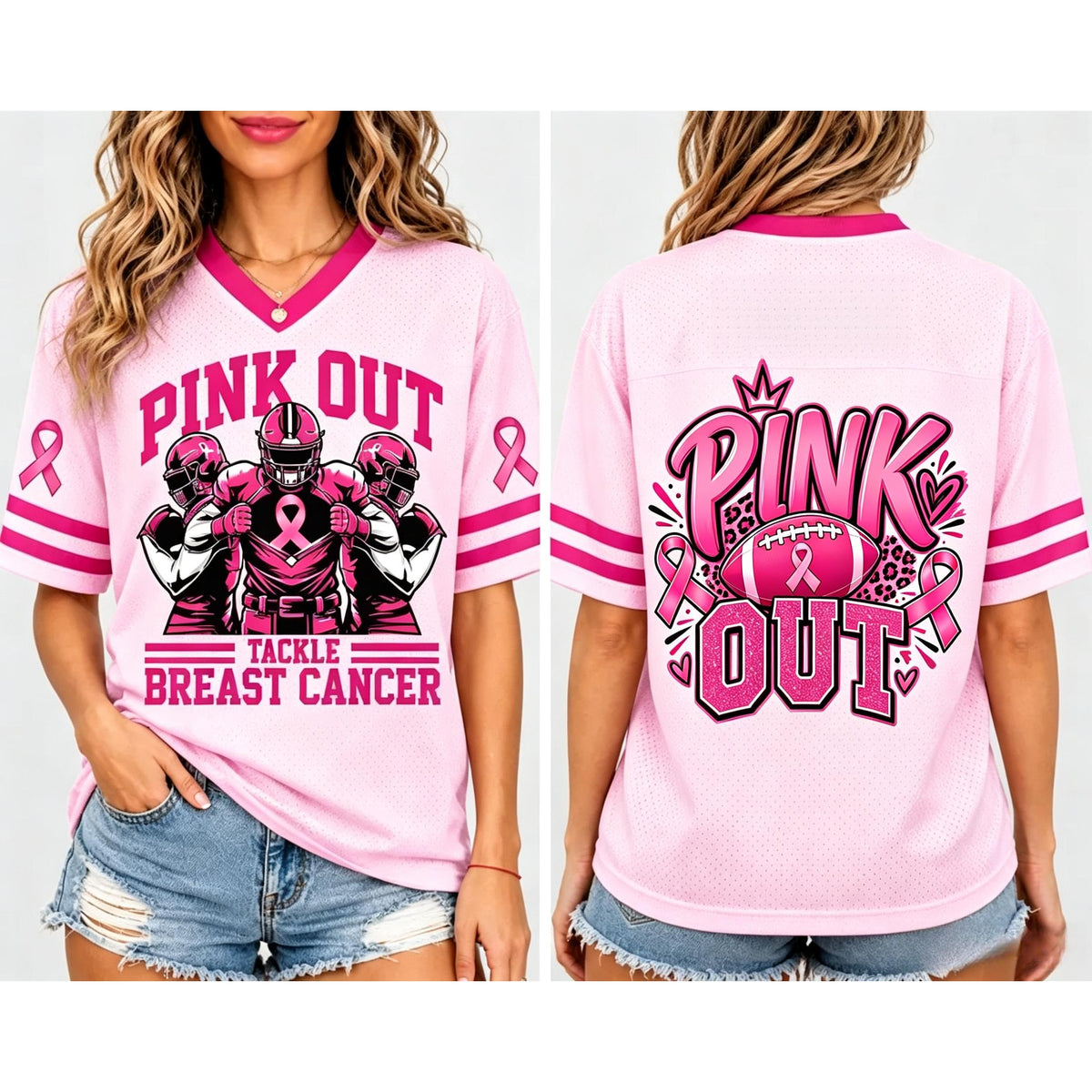 Pink breast cancer awareness jersey