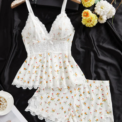 Lace-Trim Cami and Shorts Pajama Set - original gallery 7