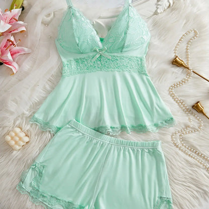 Lace-Trim Cami and Shorts Pajama Set - original gallery 5