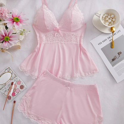 Lace-Trim Cami and Shorts Pajama Set - original gallery 1