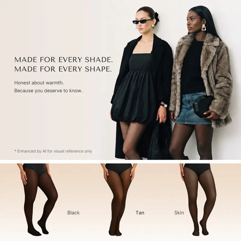 Fleece-Lined Sheer-Effect Shaping Bodysuit Tights - original gallery 5