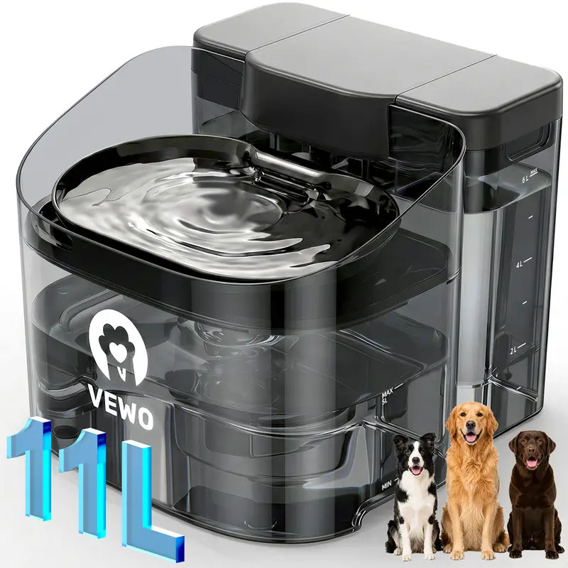 11L Large-Dog Water Fountain — Black - Black