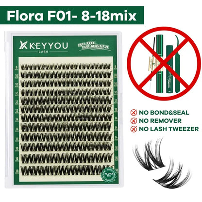 Flora D-Curl DIY Cluster Lashes - Only Flora F01 8-18mix [No Bond&Seal&Remover]