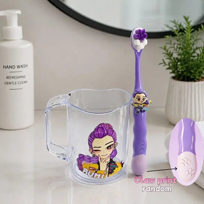Cartoon-Print Rinsing Cup and Toothbrush Set — product view