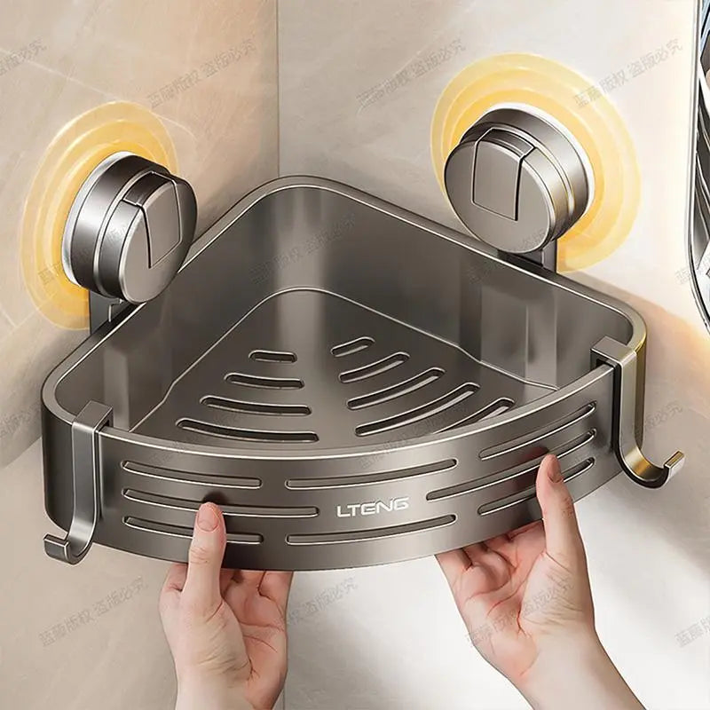 Single Suction-Mount Bathroom Corner Shelf — detail view 3