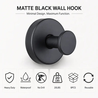 Black Adhesive Wall Hooks, Three-Piece Set — detail view 2