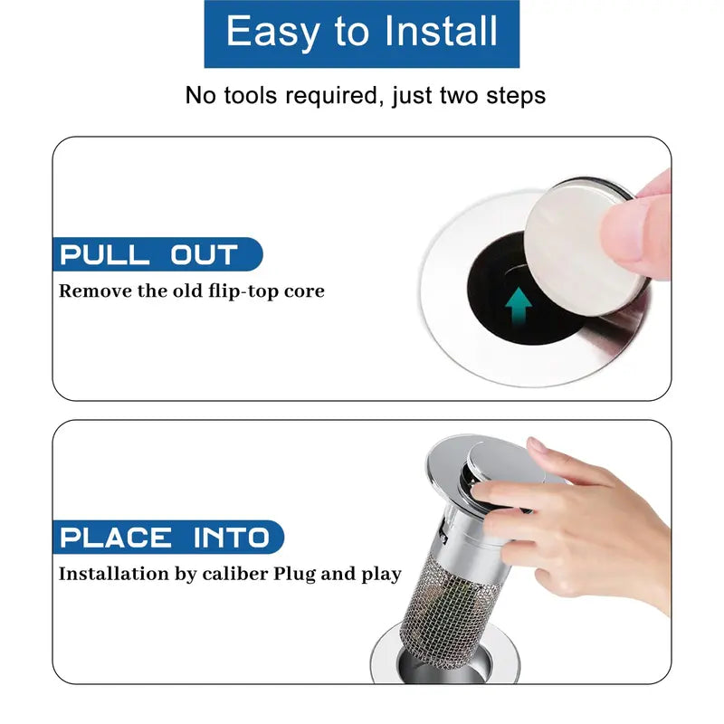 Pop-Up Sink Drain Stopper with Filter Basket — detail view 3