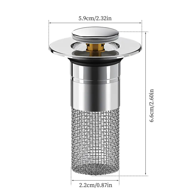 Pop-Up Sink Drain Stopper with Filter Basket — detail view 1