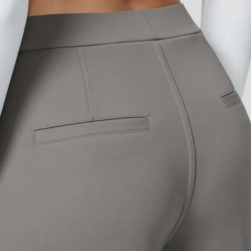 High-Waist Four-Way Stretch Work Pants — Deep Red Grey - original gallery 5