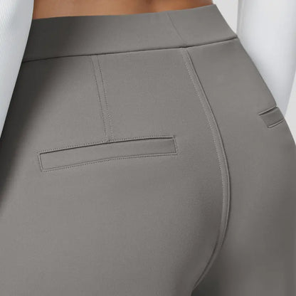 High-Waist Four-Way Stretch Work Pants — Deep Red Grey - original gallery 5