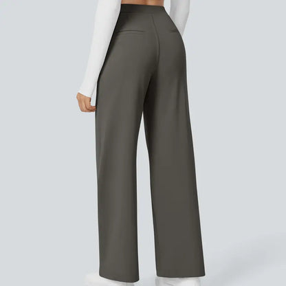 High-Waist Four-Way Stretch Work Pants — Deep Red Grey - Deep Red Grey