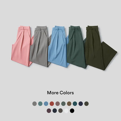High-Waist Four-Way Stretch Work Pants — Deep Red Grey - original gallery 7