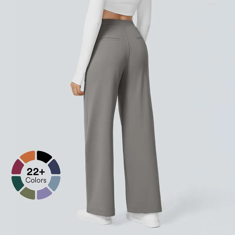 High-Waist Four-Way Stretch Work Pants — Deep Red Grey - original gallery 1