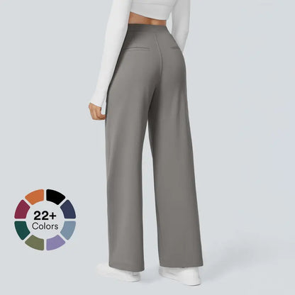 High-Waist Four-Way Stretch Work Pants — Deep Red Grey - original gallery 1