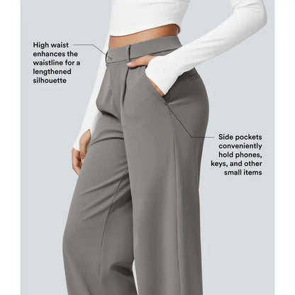 High-Waist Four-Way Stretch Work Pants — Deep Red Grey - original gallery 3