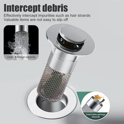 Pop-Up Sink Stopper with Removable Strainer Basket — detail view 3
