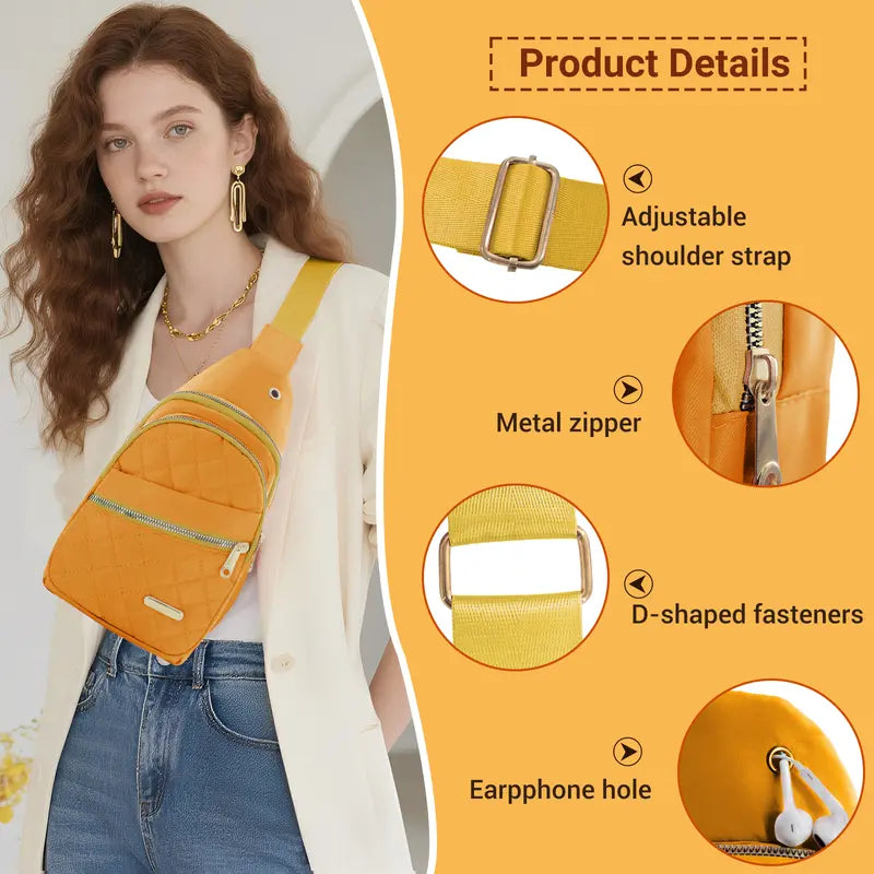 Quilted Crossbody Belt Bag with Multiple Zip Pockets - original gallery 7