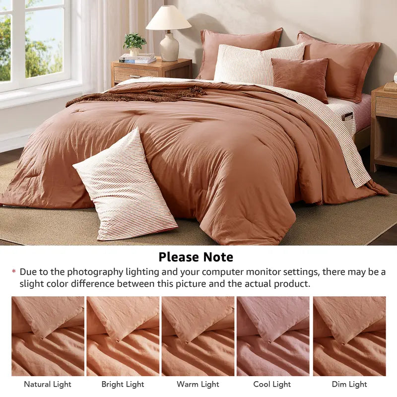 Pocket-Detail Microfiber Comforter Bedding Set - original gallery 9