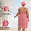 Adjustable Bath Wrap and Shower Cap Set, M-XXL