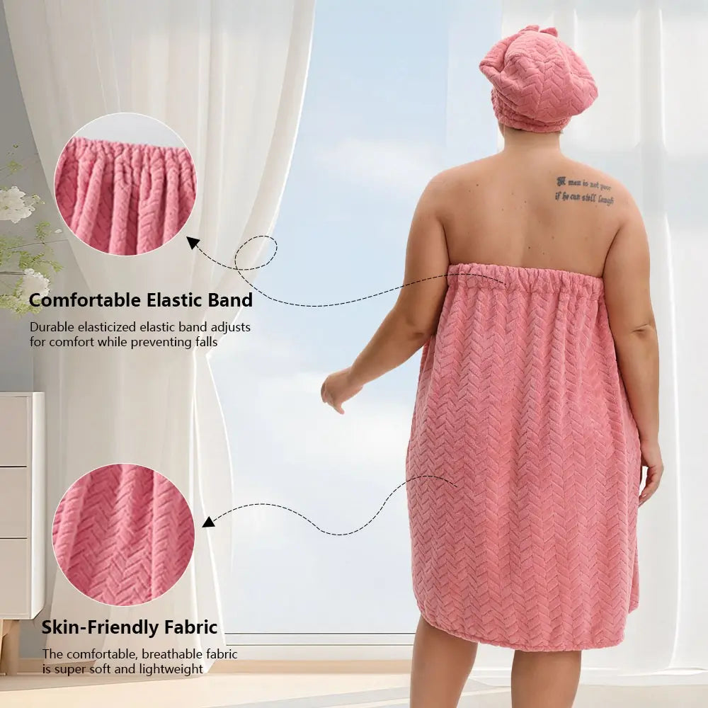 Adjustable Bath Wrap and Shower Cap Set, M-XXL — product view