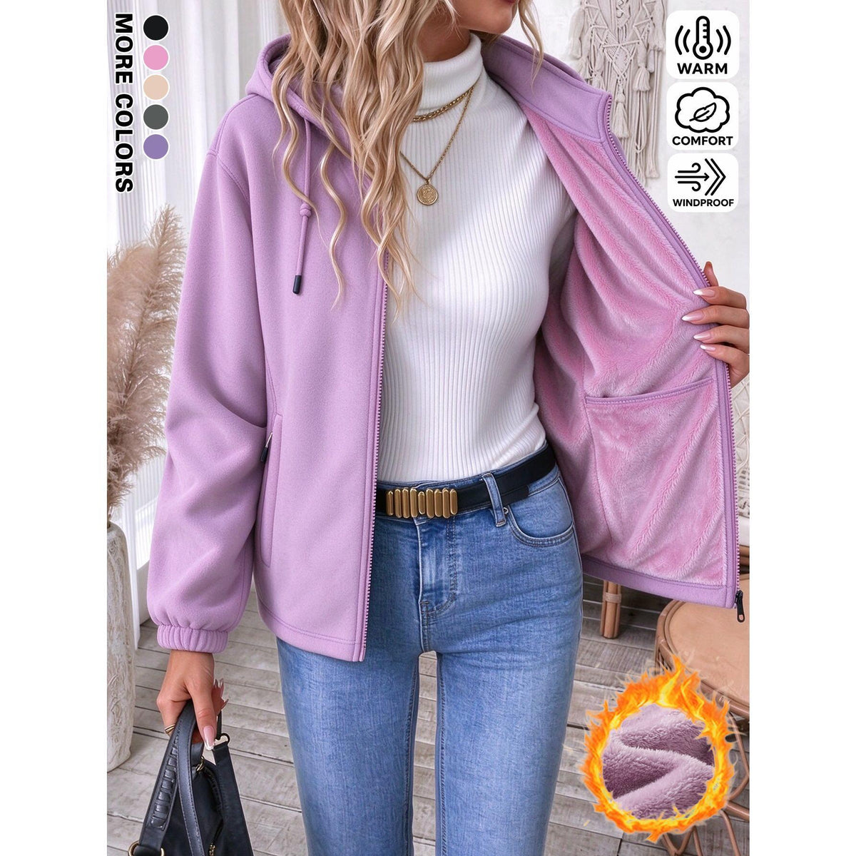 Women plush fleece jacket gallery 2