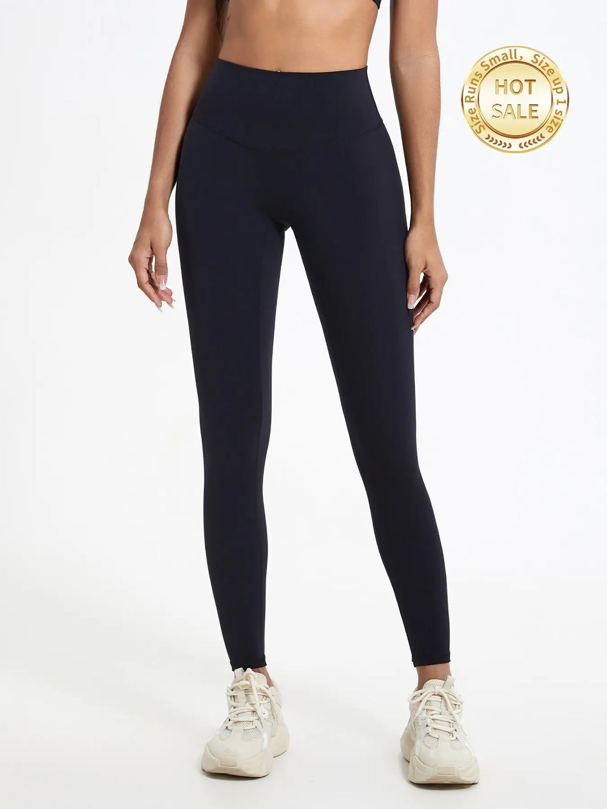 High-Waisted Stretch Workout Leggings - Black