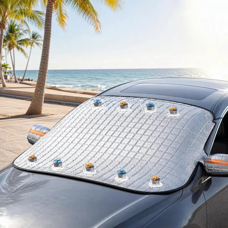 Quilted Windshield Cover with Mirror Sleeves — 2 Pack - original gallery 8